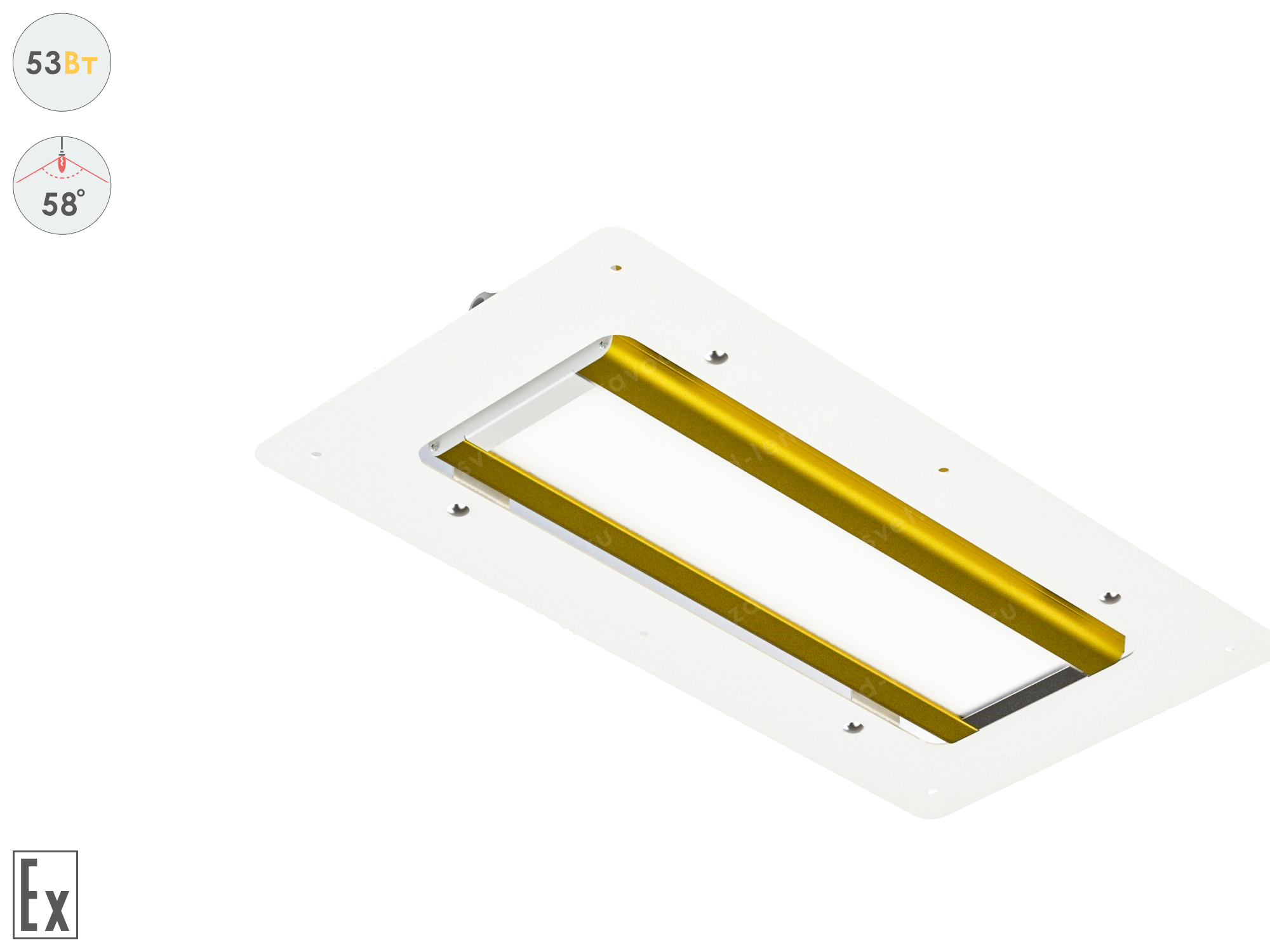 Светодиодный светильник Прожектор Взрывозащищенный GOLD, для АЗС , 53 Вт, 58°
